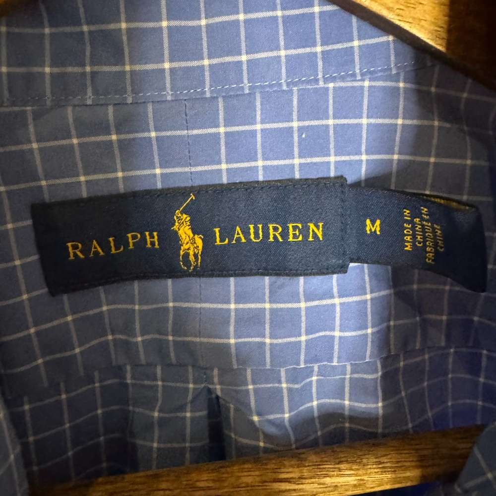 Ralph Lauren Men’s Button-Down Shirt Blue Check Size M - Picture 5 of 9